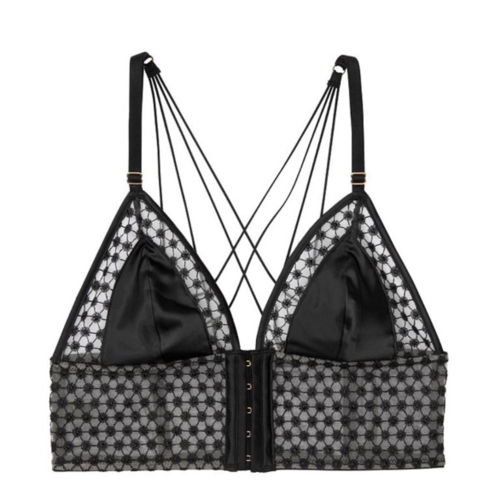 VS Victoria’s Secret Luxe Lingerie Starburst Long Line Triangle Bra Front Close